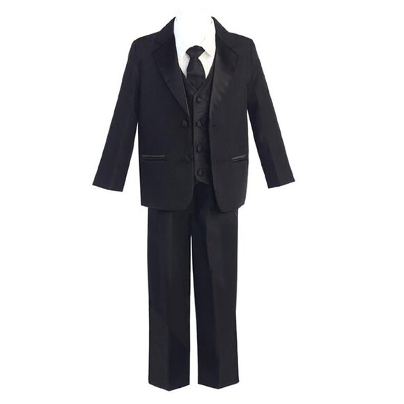 Black 2-Button Satin Notch Lapel Suit - NWT